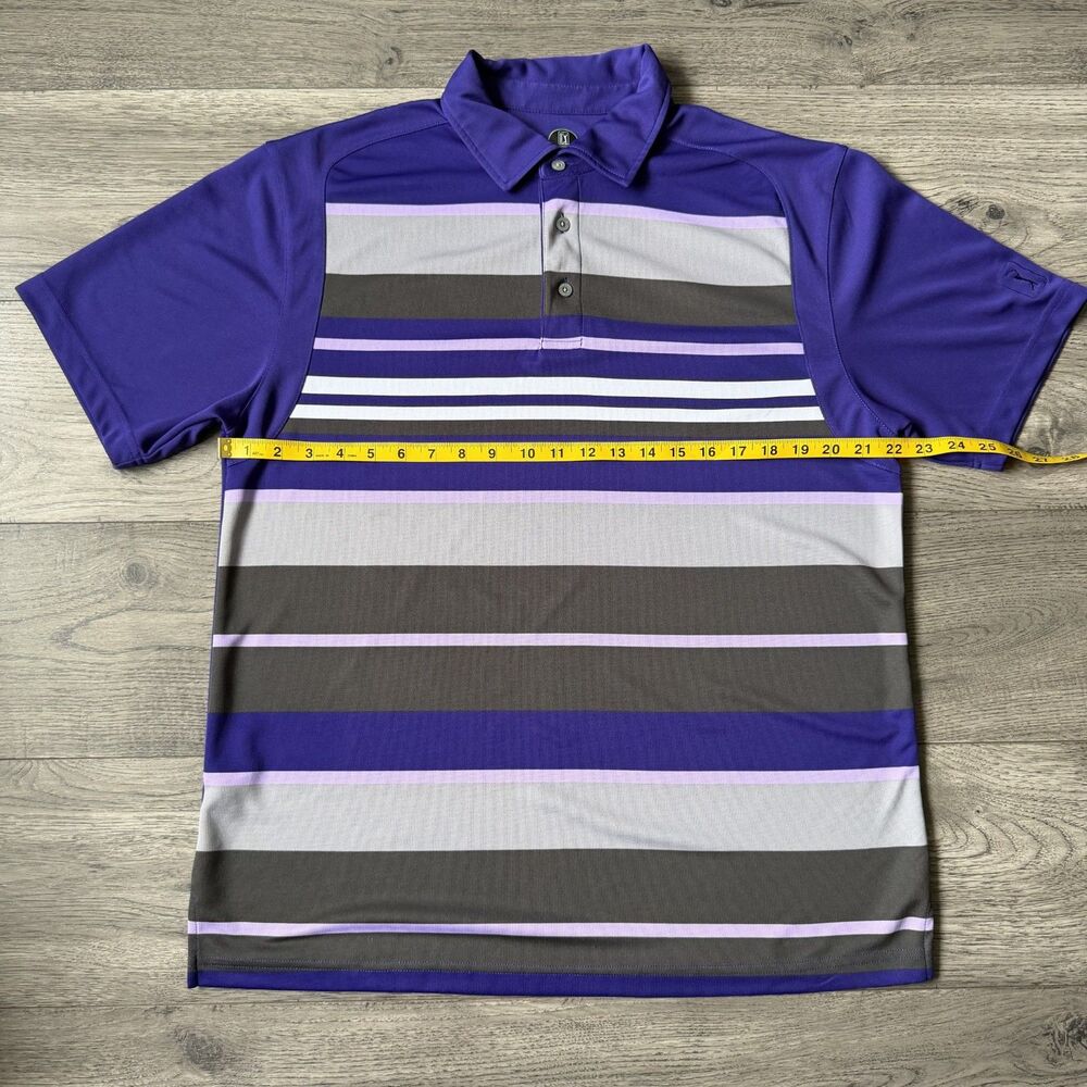 PGA Tour Pro Series Men's Purple & Gray‎ Striped Golf Polo Shirt - Size Large - Picture 3 of 7